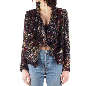 Ba&Sh Ilda Luxury Knit Wool Blend Open Front Blazer Jacket Women's Size 1 US 6